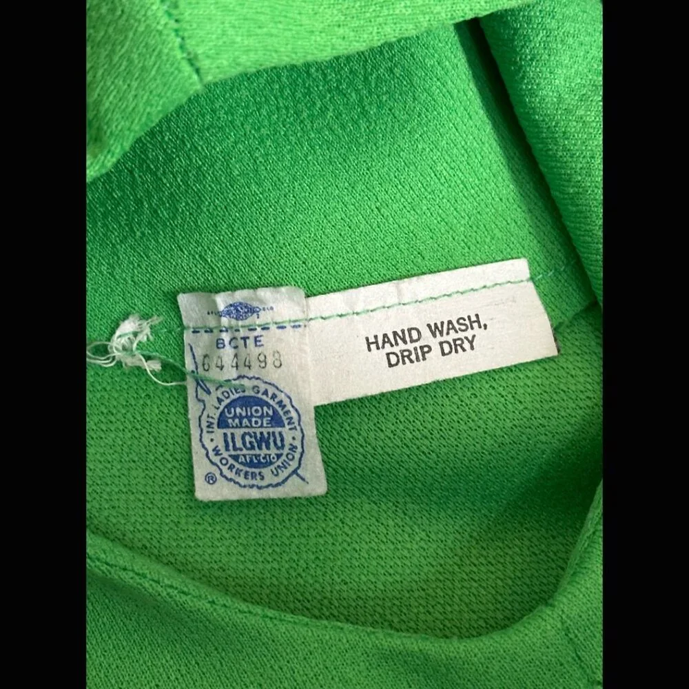 60s Bright Green Maxi Sheath Column Dress Rhinestone MCM Mod Rockabilly Pinup M - Picture 15 of 15
